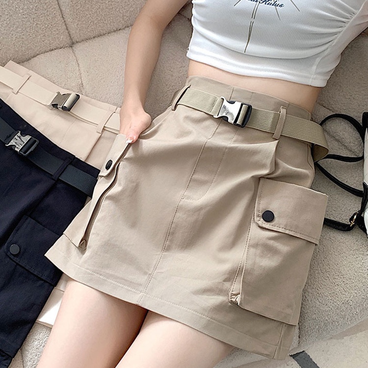 ベルト付きカーゴポケットミニスカート 全3色 Y2K 韓国 ミニスカート春 夏 カーゴ