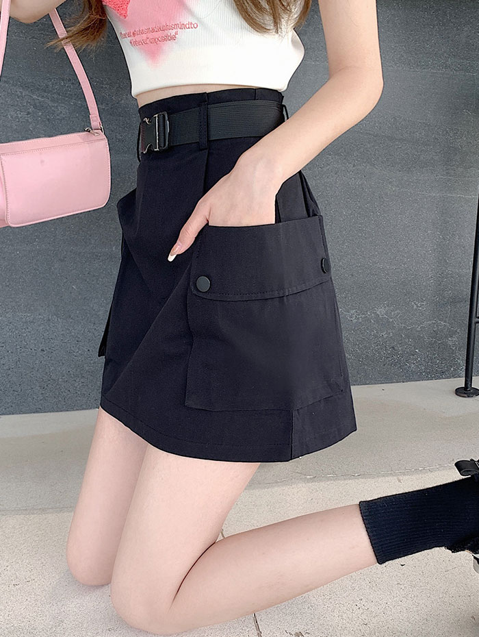 ベルト付きカーゴポケットミニスカート 全3色 Y2K 韓国 ミニスカート春
