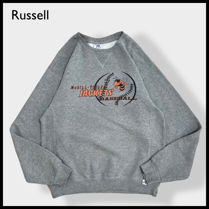 Russell】野球チーム ベースボール ロゴ プリント スウェット