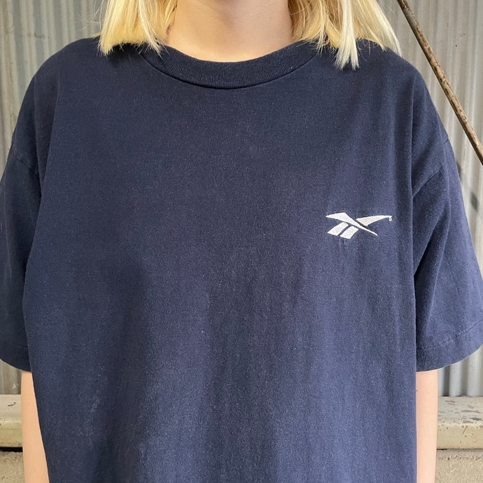 90年代 USA製 Reebok リーボック ワンポイントロゴ 刺繍 Tシャツ