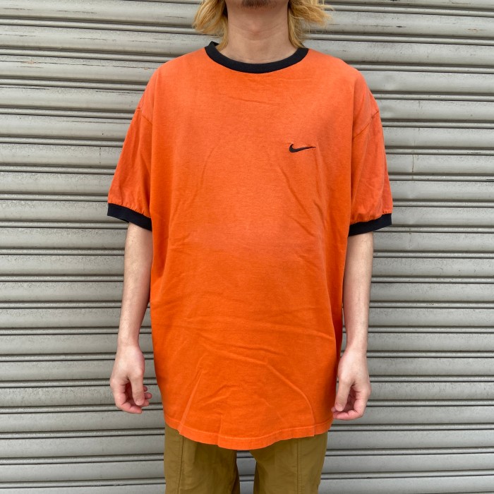 80s オレンジタグOLD NIKE ナイキ　リンガーネックTシャツ　リンガーT