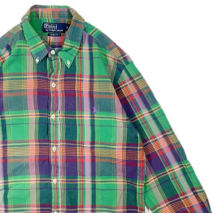 Msize Polo by Ralph Lauren check shirt slim fit 24031205 ポロラルフローレン チェックシャツ 長袖 | Vintage.City 빈티지숍, 빈티지 코디 정보