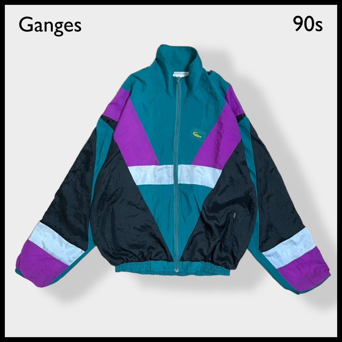 Ganges】90s ナイロンジャケット ブルゾン 刺繍ロゴ フルジップ