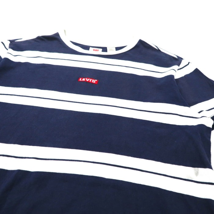 Levi's ビッグサイズTシャツ XL ネイビー ボーダー コットン ボックスロゴ | Vintage.City 古着屋、古着コーデ情報を発信