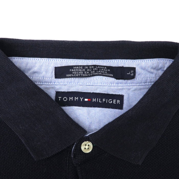 TOMMY HILFIGER ビッグサイズ 長袖ポロシャツ ラガーシャツ L ネイビー コットン 90年代 スリランカ製 | Vintage.City 古着屋、古着コーデ情報を発信