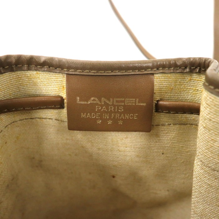 フランス製 LANCEL 巾着ミニショルダーバッグ ベージュ PVC モノグラム | Vintage.City 古着屋、古着コーデ情報を発信
