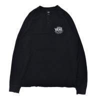 VANS ヘンリーネック ロングスリーブTシャツ M ブラック コットン ロゴプリント | Vintage.City 빈티지숍, 빈티지 코디 정보