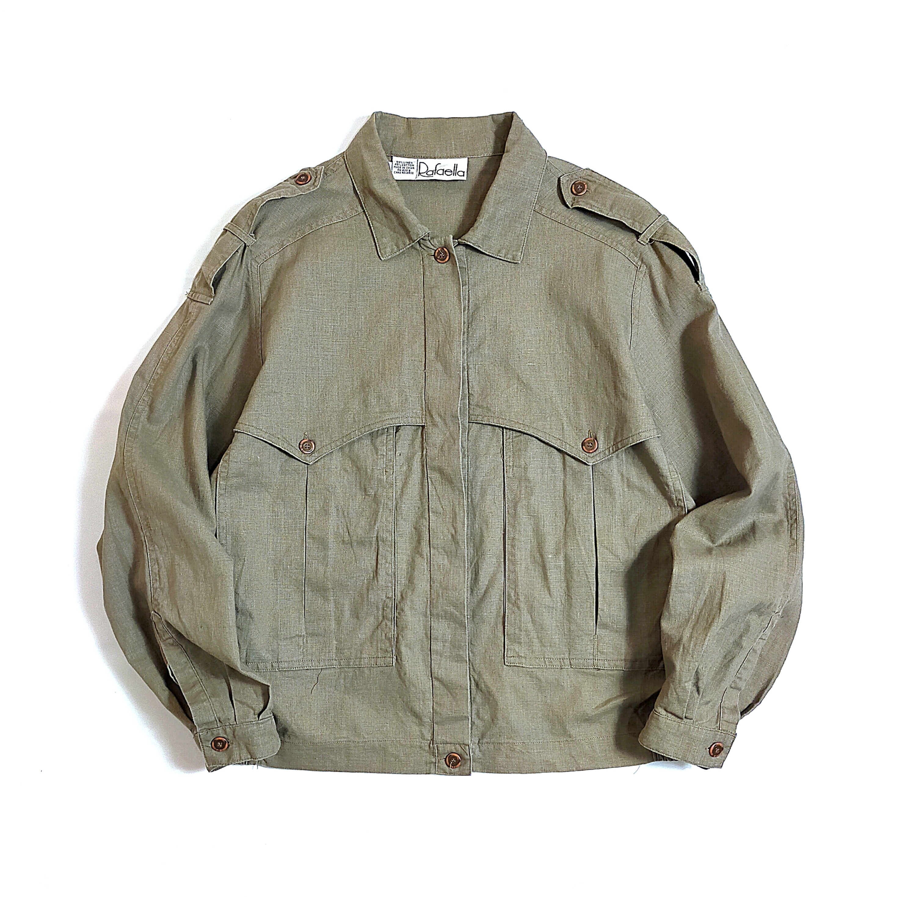 Rafaella / Military essence design linen jacket | Vintage.City