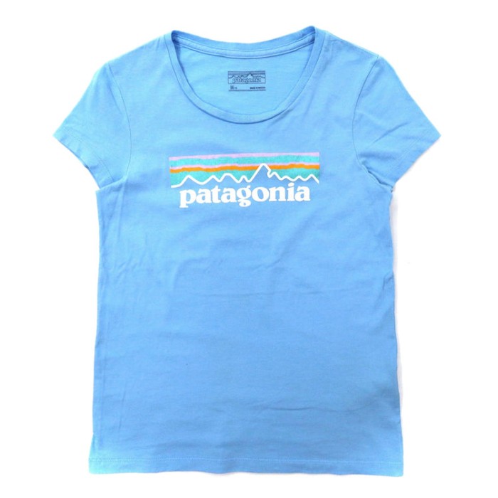 patagonia ロゴプリントTシャツ M ブルー コットン メキシコ製