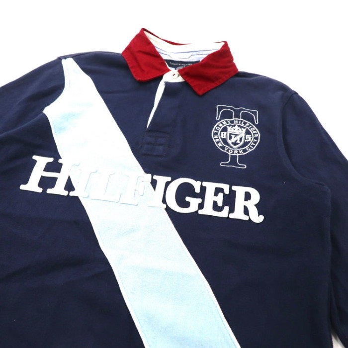 TOMMY HILFIGER ビッグサイズ ラガーシャツ XS ネイビー コットン エンブレムロゴ刺繍 | Vintage.City 빈티지숍, 빈티지 코디 정보