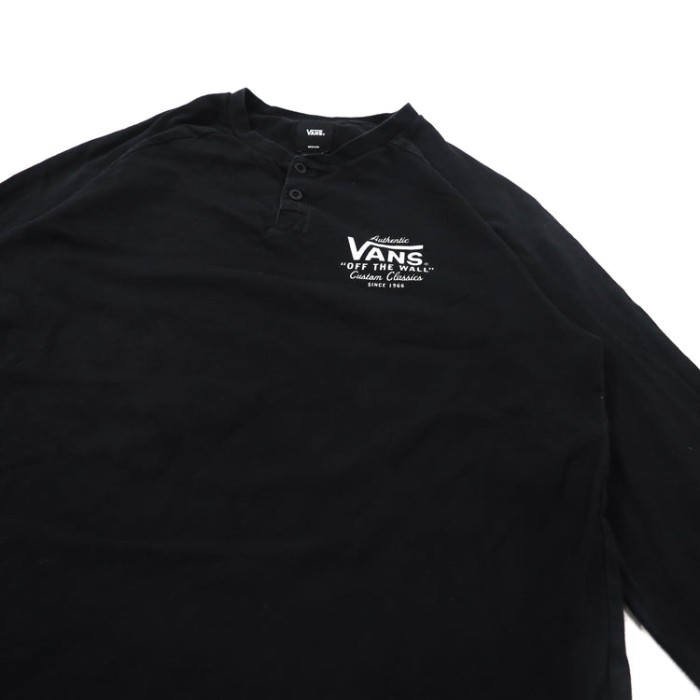 VANS ヘンリーネック ロングスリーブTシャツ M ブラック コットン ロゴプリント | Vintage.City 古着屋、古着コーデ情報を発信