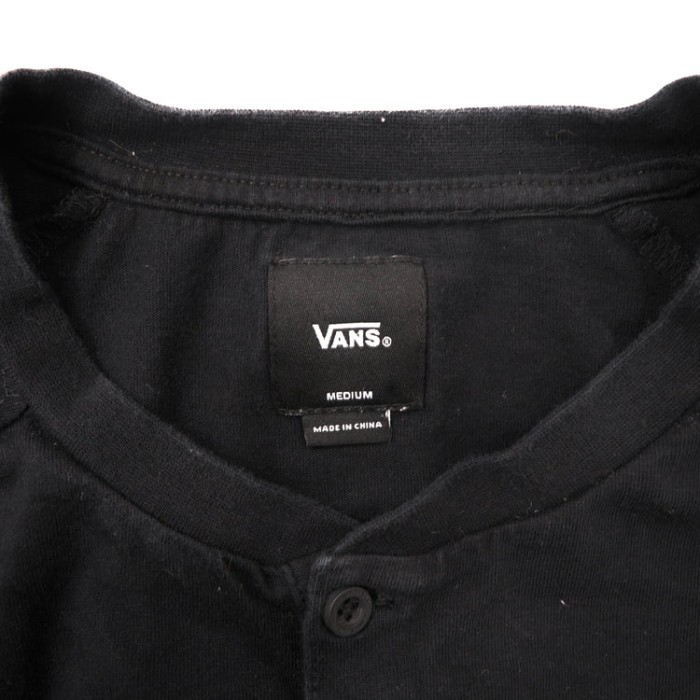 VANS ヘンリーネック ロングスリーブTシャツ M ブラック コットン ロゴプリント | Vintage.City 古着屋、古着コーデ情報を発信