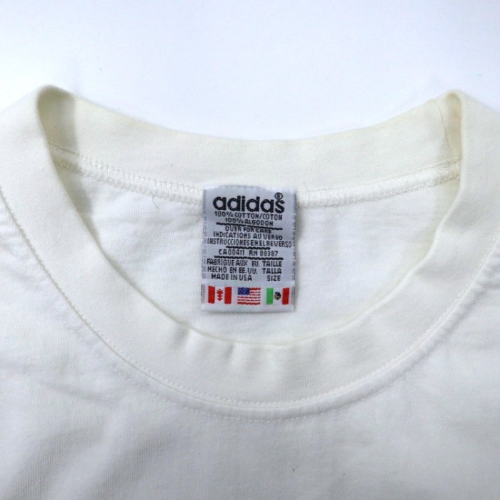 USA製 adidas ビッグロゴプリントTシャツ L ホワイト コットン ...