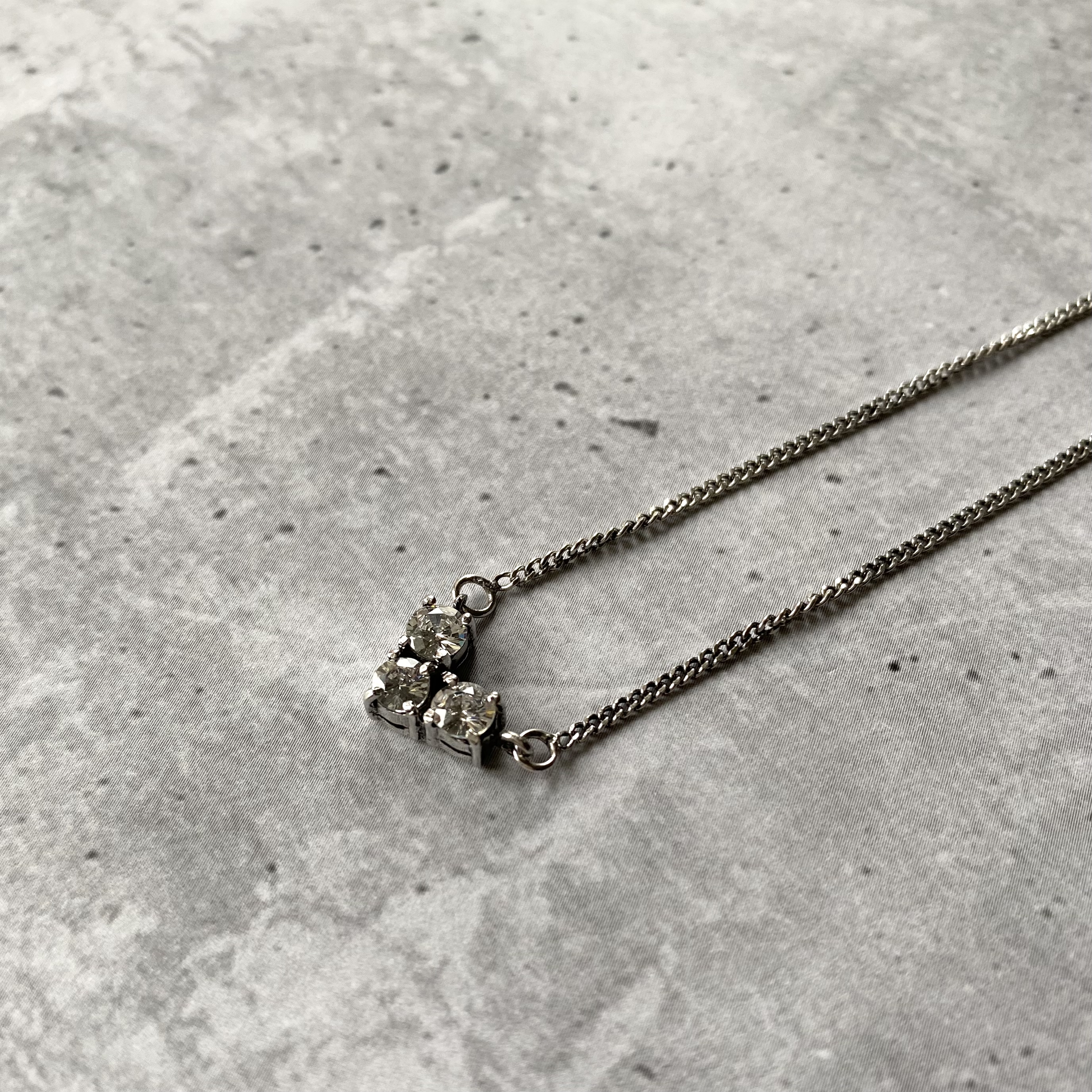 Vintage 90s SILVER925 cubic zirconia heart necklace レトロ
