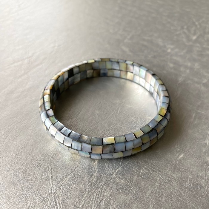 Used retro mode mosaic blue gray shell bangle | Vintage.City 古着屋、古着コーデ情報を発信