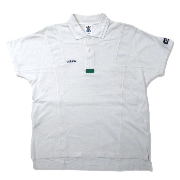 adidas ポロシャツ L ホワイト コットン ワンポイントロゴ刺繍