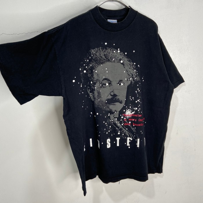 90s USA製 アインシュタイン発光プリントTシャツ 偉人Tシャツ 黒 XL