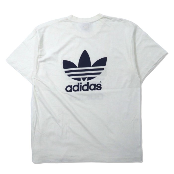 USA製 adidas ビッグロゴプリントTシャツ L ホワイト コットン