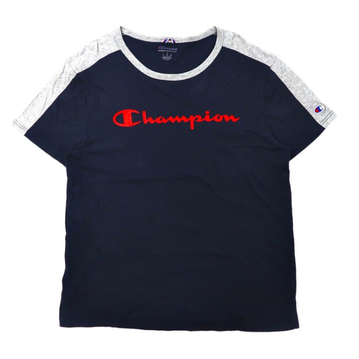 Champion ビッグサイズ ロゴプリントTシャツ XL ネイビー コットン スクリプトロゴ | Vintage.City 빈티지숍, 빈티지 코디 정보