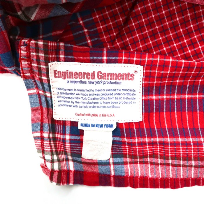 Engineered Garments 半袖プルオーバーボタンダウンシャツ S レッド チェック コットン USA製 | Vintage.City 빈티지숍, 빈티지 코디 정보