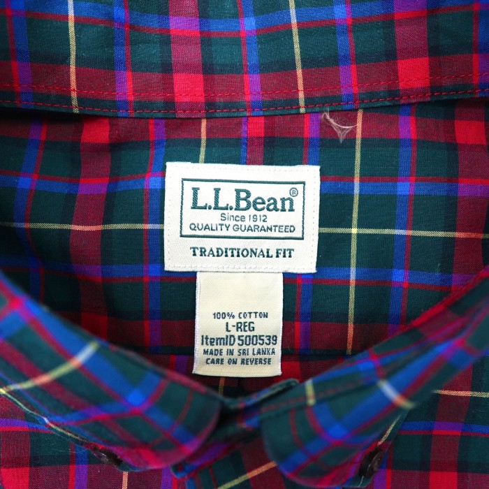 L.L.Bean ボタンダウンシャツ L レッド チェック コットン TRADITIONAL FIT スリランカ製 | Vintage.City 빈티지숍, 빈티지 코디 정보