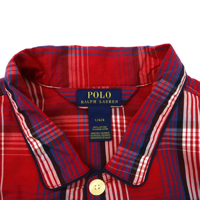 POLO RALPH LAUREN ビッグサイズ カバーオールシャツ L レッド チェック コットン スモールポニー刺繍 | Vintage.City 古着屋、古着コーデ情報を発信