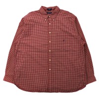 NAUTICA ビッグサイズ ボタンダウンシャツ XXL レッド チェック コットン ワンポイントロゴ刺繍 | Vintage.City 古着屋、古着コーデ情報を発信