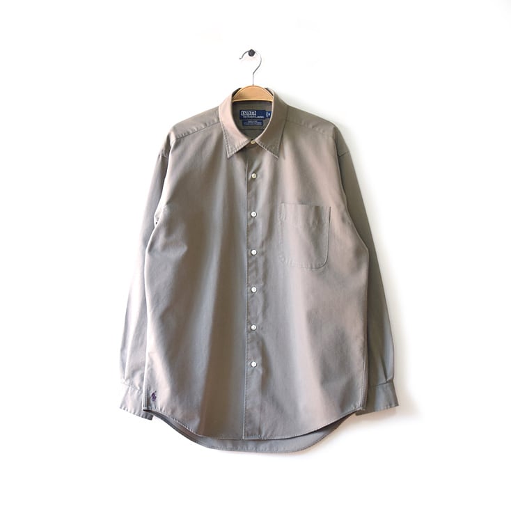 90s・ラルフローレン・ビッグサイズ・ポニー刺繍・無地・長袖・3・シャツ
