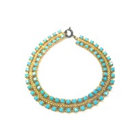 Vintage Turquoise Bracelet ターコイズ ブレスレット ゴールド ブルー ラインストーン | Vintage.City 古着屋、古着コーデ情報を発信
