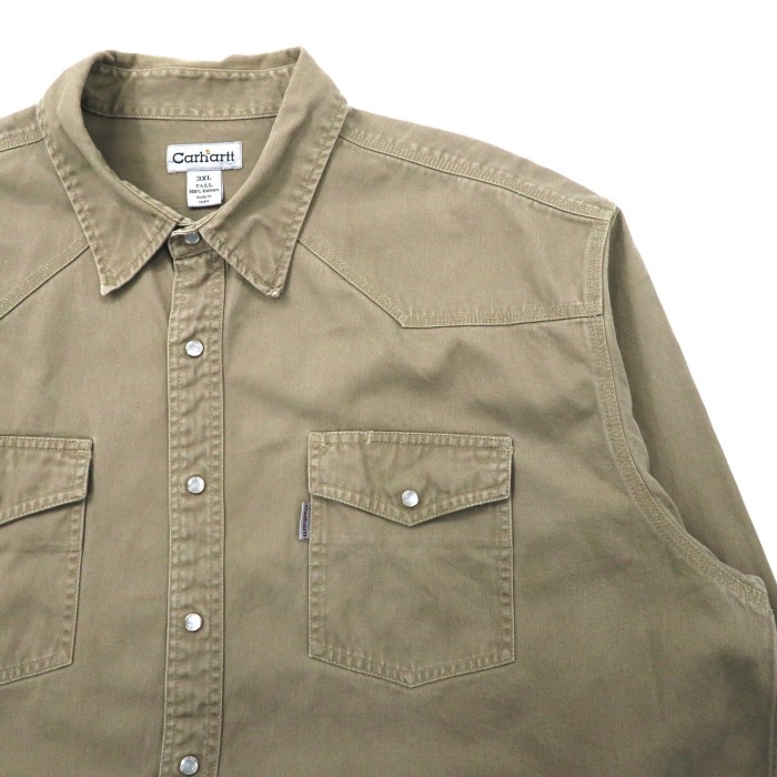 Carhartt ビッグサイズ ワークシャツ ウェスタンシャツ 3XL ベージュ コットン スナップボタン | Vintage.City 古着屋、古着コーデ情報を発信