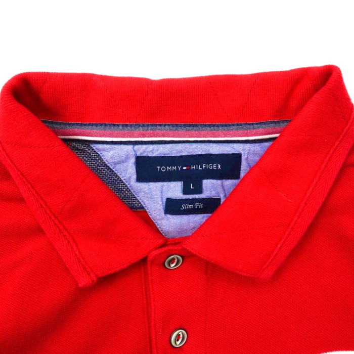 TOMMY HILFIGER ポロシャツ L レッド コットン ロゴワッペン SLIM FIT | Vintage.City 빈티지숍, 빈티지 코디 정보
