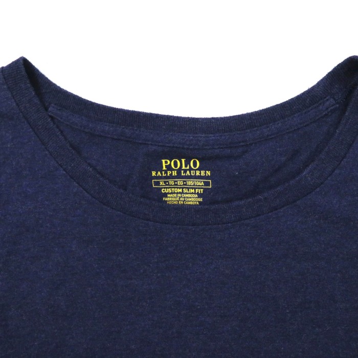 POLO RALPH LAUREN ビッグサイズTシャツ XL ネイビー コットン CUSTOM SLIM FIT スモールポニー刺繍 | Vintage.City 빈티지숍, 빈티지 코디 정보