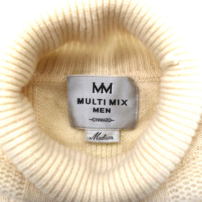 MULTI MIX タートルネックニット セーター M ホワイト ウール ストライプ | Vintage.City 古着屋、古着コーデ情報を発信