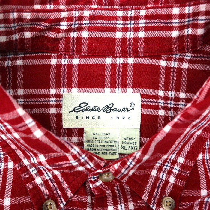 Eddie Bauer ビッグサイズ ボタンダウンシャツ XL レッド チェック コットン 90年代 | Vintage.City 古着屋、古着コーデ情報を発信