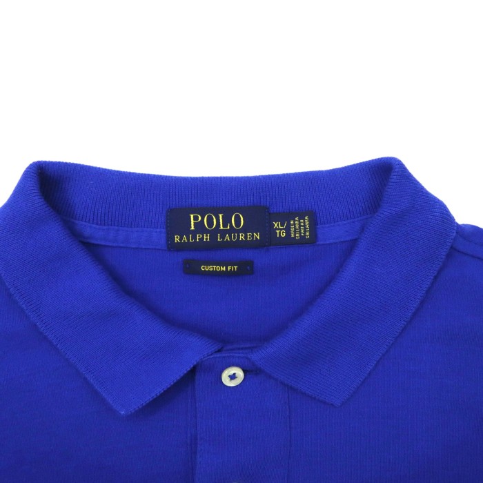 POLO RALPH LAUREN ビッグサイズ 長袖ポロシャツ XL ブルー コットン CUSTOM FIT スモールポニー刺繍 | Vintage.City 古着屋、古着コーデ情報を発信