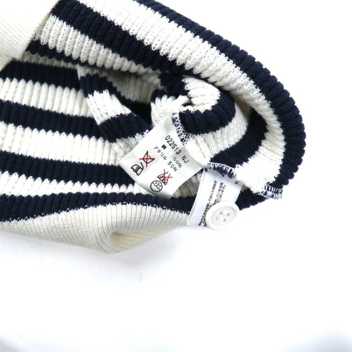 VAZIIE SPORT ポロニット セーター 46 ホワイト ボーダー コットン ロゴ刺繍 90年代 日本製 | Vintage.City 古着屋、古着コーデ情報を発信