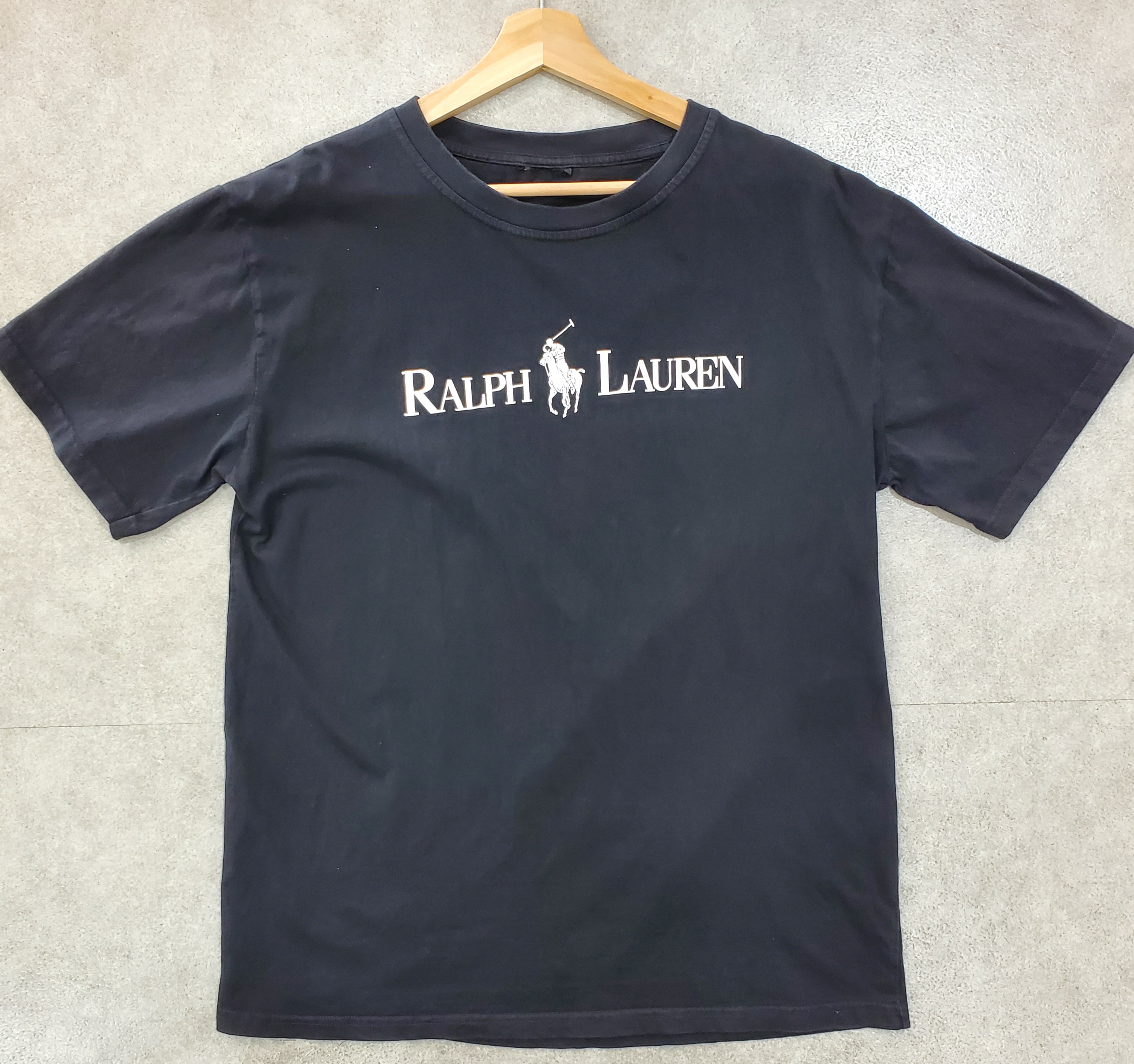即日発送】 ralph lauren 古着 黒ビッグロゴプリントティーシャツ