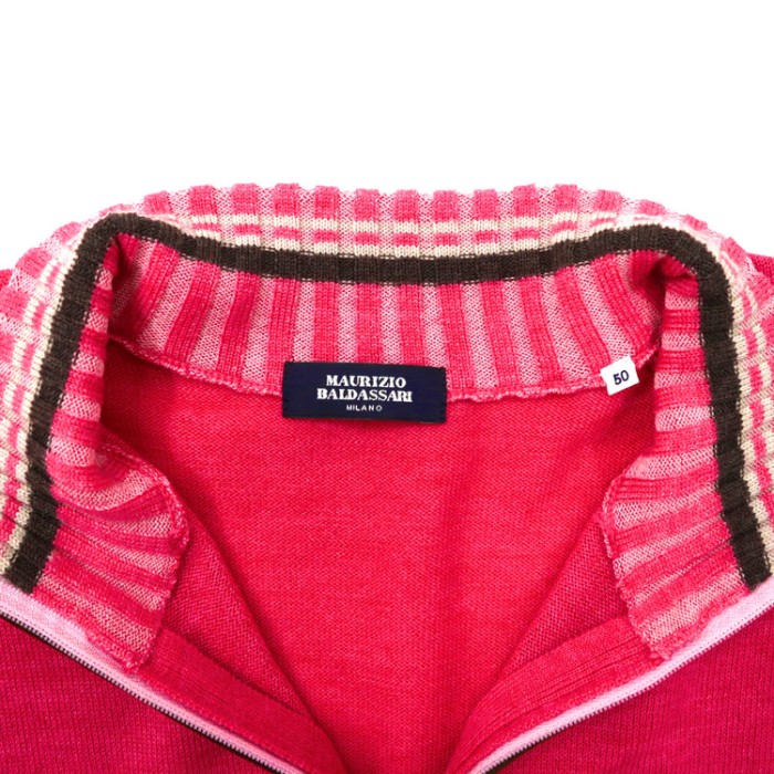 MAURIZIO BALDASSARI ハーフジップニット セーター 50 ピンク ウール | Vintage.City 빈티지숍, 빈티지 코디 정보