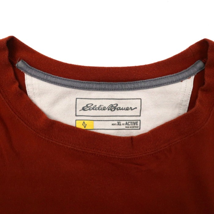 Eddie Bauer アクティブフィットTシャツ XL ブラウン コットン ストレッチ ワンポイントロゴ | Vintage.City 古着屋、古着コーデ情報を発信
