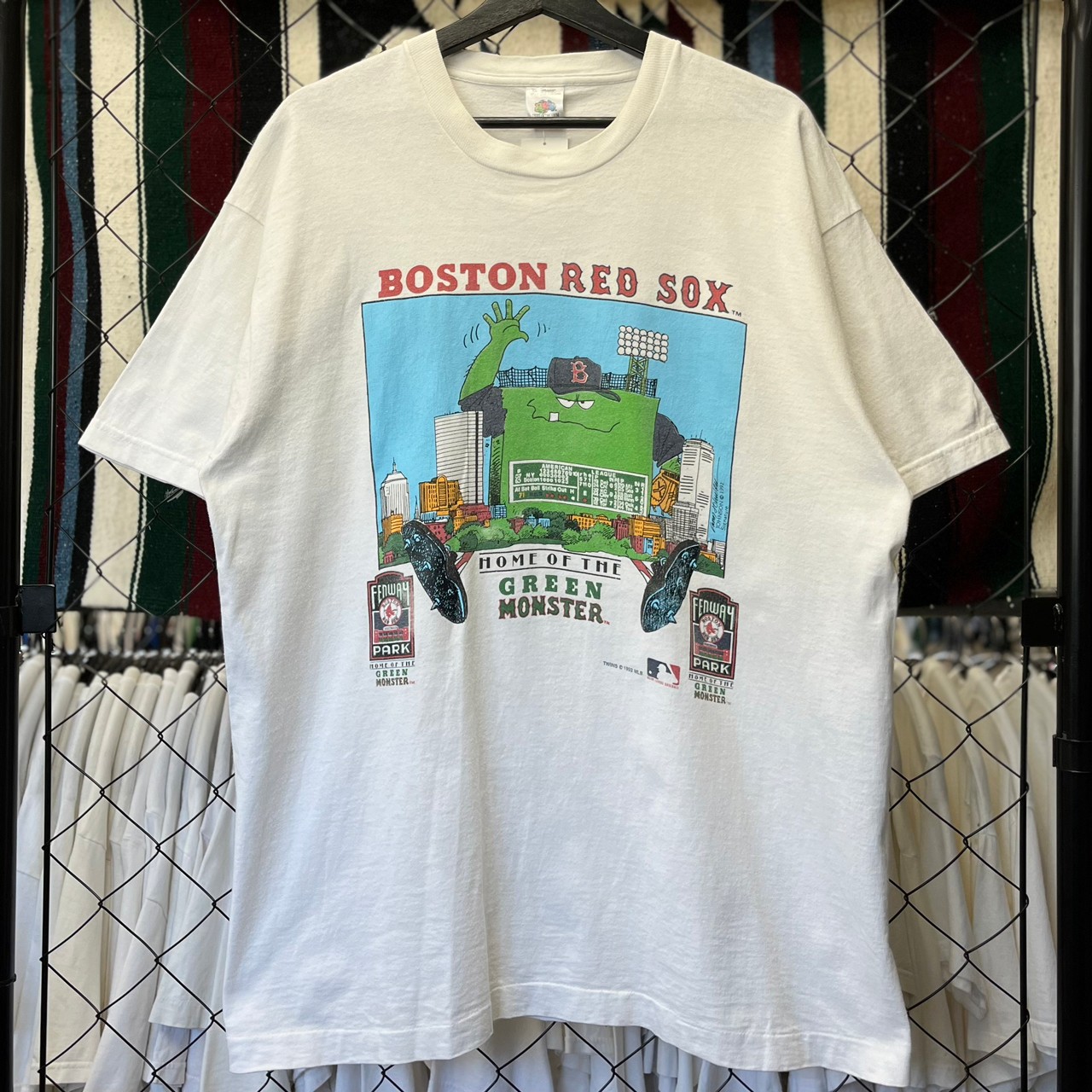 90s USA製 MLB ボストン・レッドソックス グリーンモンスター デザインTシャツ XL 古着 古着屋