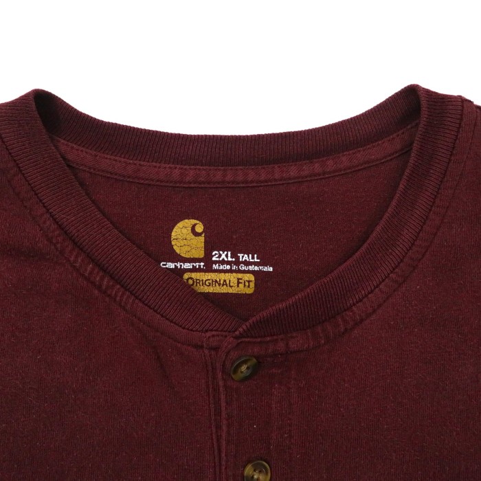 carhartt ビッグサイズ ヘンリーネックTシャツ 2XL ボルドー コットン ポケット付き ORIGINAL FIT | Vintage.City 古着屋、古着コーデ情報を発信