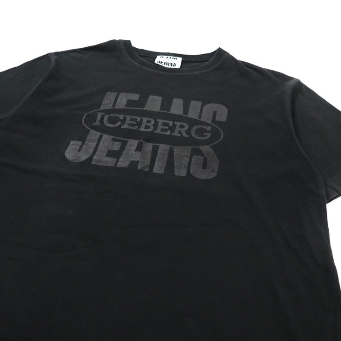ICEBERG JEANS ビッグロゴプリントTシャツ L ブラック コットン イタリア製 | Vintage.City 빈티지숍, 빈티지 코디 정보