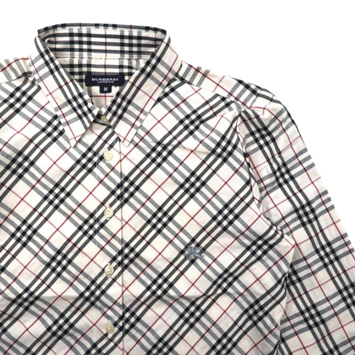 BURBERRY ノバチェックシャツ M ホワイト コットン ワンポイントロゴ刺繍 | Vintage.City 古着屋、古着コーデ情報を発信