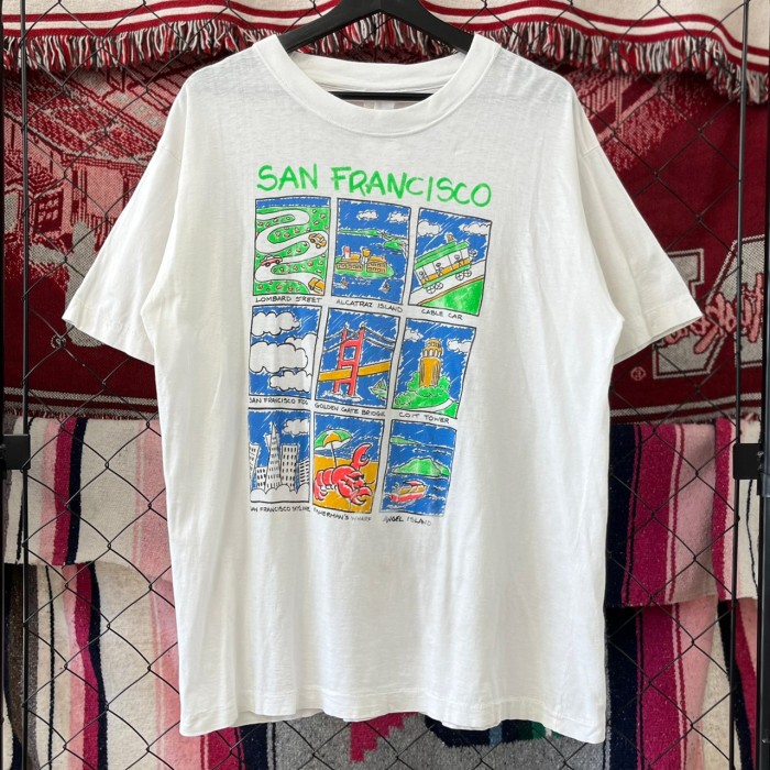 90s デザインTシャツ シングルステッチ サンフランシスコ イラスト系