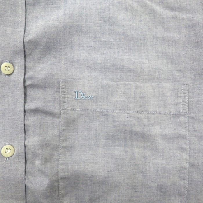 Christian Dior MONSIEUR ドレスシャツ 100 ブルー コットン ワンポイントロゴ刺繍 オールド | Vintage.City 古着屋、古着コーデ情報を発信