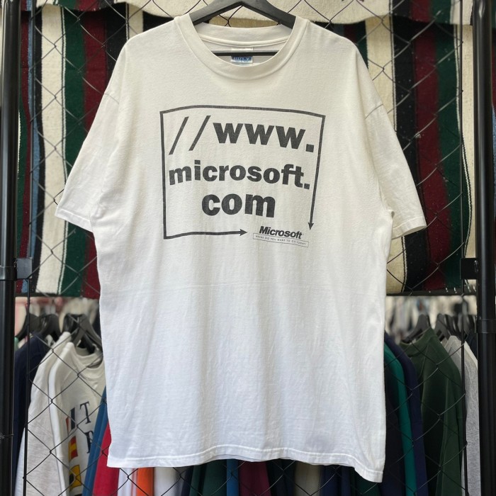 90s 企業ロゴ マイクロソフト 半袖Tシャツ シングルステッチ プリント 