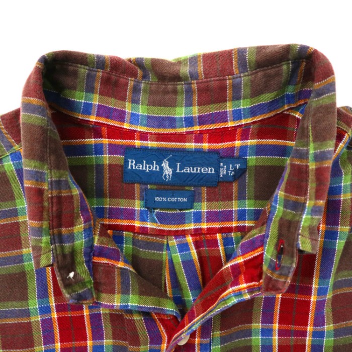 Ralph Lauren ビッグサイズ ボタンダウンシャツ LT レッド チェック コットン ワンポイントロゴ刺繍 | Vintage.City 古着屋、古着コーデ情報を発信