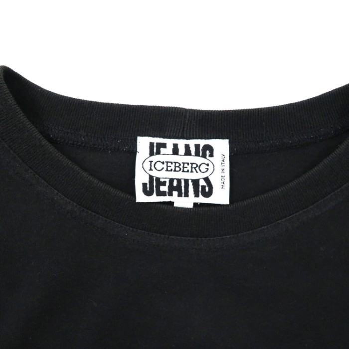 ICEBERG JEANS ビッグロゴプリントTシャツ L ブラック コットン イタリア製 | Vintage.City 古着屋、古着コーデ情報を発信