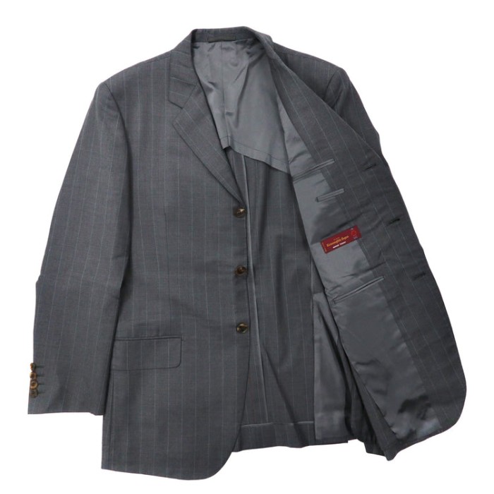 Ermenegildo Zegna 3Bスーツ セットアップ L グレー ストライプ ウール イタリア製 | Vintage.City 古着屋、古着コーデ情報を発信