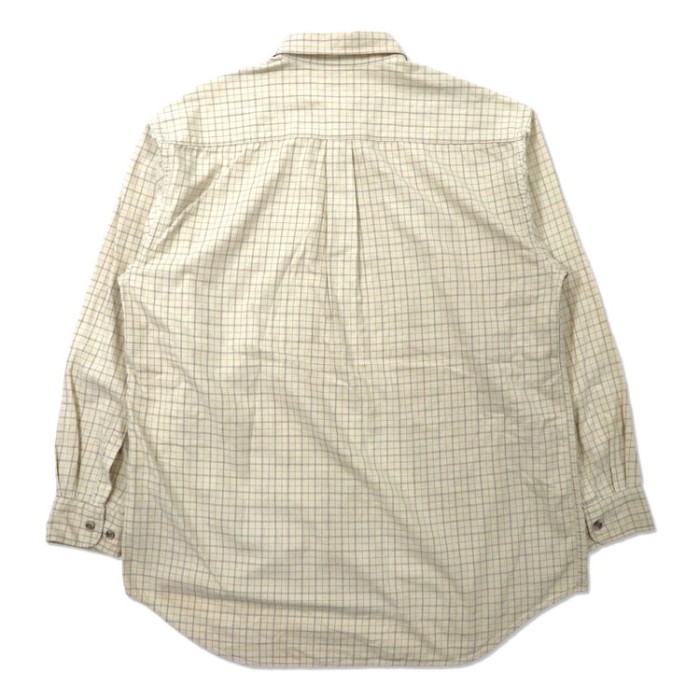 MCM ビッグサイズ ボタンダウンシャツ LL ベージュ チェック コットン ワンポイントロゴ刺繍 | Vintage.City 古着屋、古着コーデ情報を発信